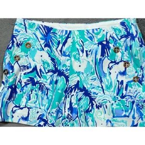 Lilly Pulitzer Sz 0 MARINA Bold Print Elephant Appeal Knit Shorts